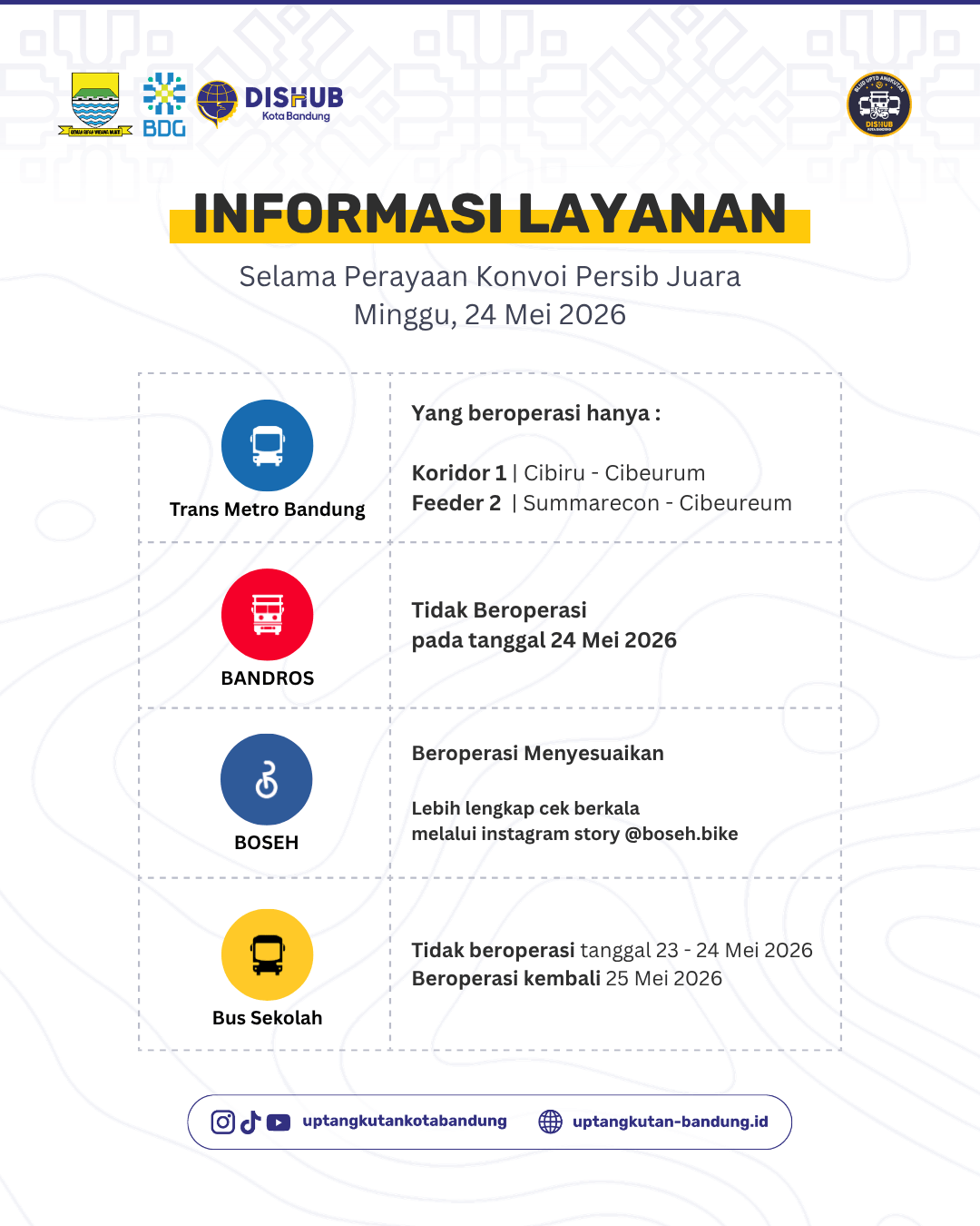 Penyesuaian Operasional Trans Metro Bandung, BANDROS, dan BOSEH Saat Konvoi Kemenangan Persib slide 2